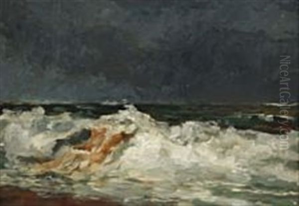 Breakers Oil Painting by Carl Ludvig Thilson Locher