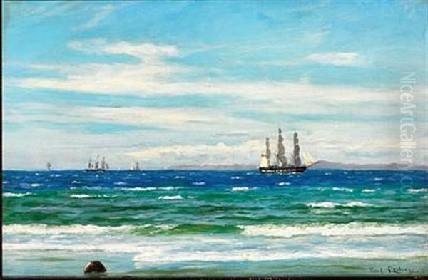 A Frigate Off Kullen by Carl Ludvig Thilson Locher