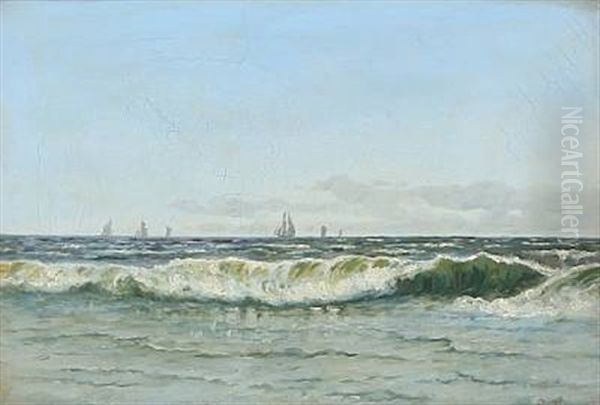 Breakers Oil Painting by Carl Ludvig Thilson Locher