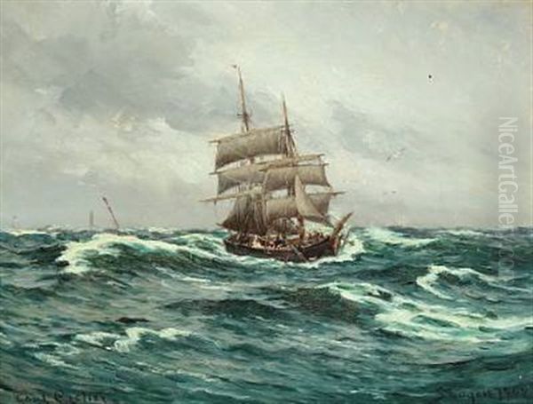 Seascape Oil Painting by Carl Ludvig Thilson Locher