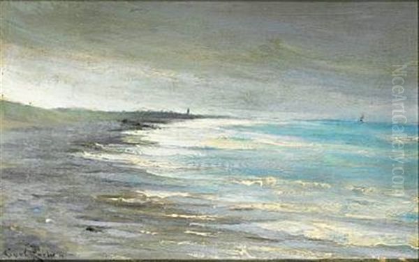 Coastal View From Skagen Oil Painting by Carl Ludvig Thilson Locher