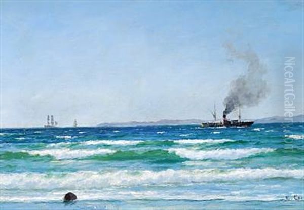 Summer Day In The Sound Off Hornbaek Oil Painting by Carl Ludvig Thilson Locher