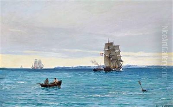 Traffic In The Sound Oil Painting by Carl Ludvig Thilson Locher