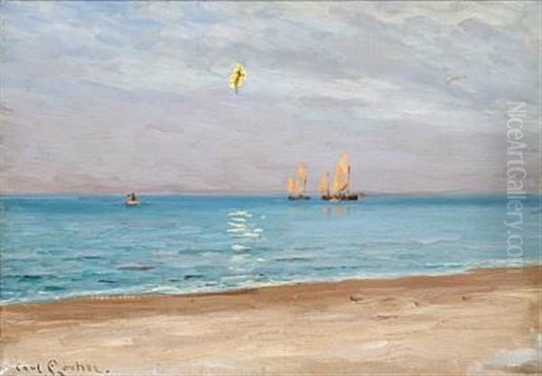 Aften I August. Skagens Sonderstrand Oil Painting by Carl Ludvig Thilson Locher