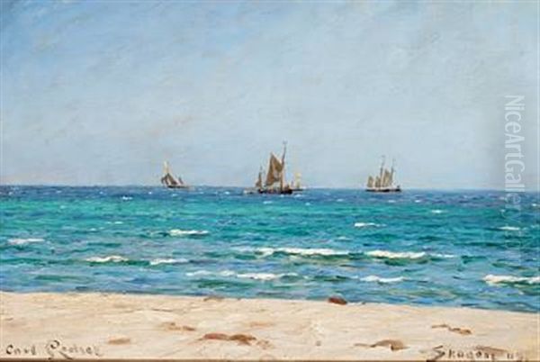 Sailing Ships At Sea, Skagen Oil Painting by Carl Ludvig Thilson Locher