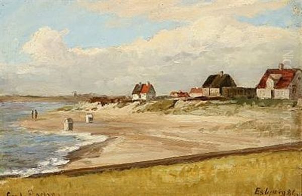 Coastal Scene From Esbjerg, Denmark Oil Painting by Carl Ludvig Thilson Locher