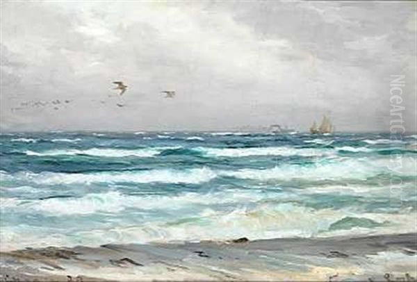 Braending, Skagen Oil Painting by Carl Ludvig Thilson Locher