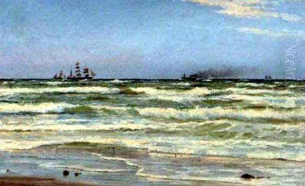 Sakgen Strand Oil Painting by Carl Ludvig Thilson Locher