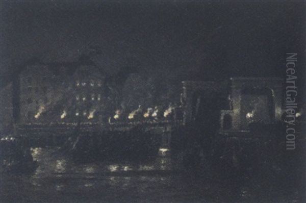 Kong Frederiks Vii Lig Sejles Gennem Havnen Til Christiansborg Oil Painting by Carl Ludvig Thilson Locher