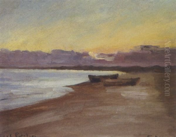 Aften. December. Skagen Oil Painting by Carl Ludvig Thilson Locher