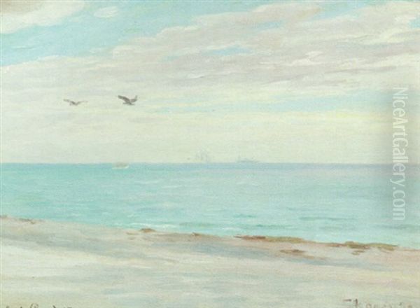 Fra Skagen Strand Oil Painting by Carl Ludvig Thilson Locher