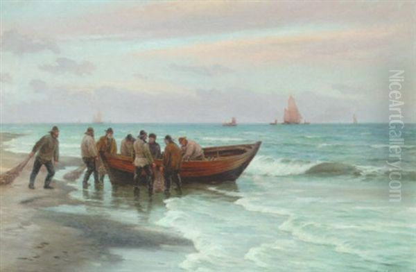 Dagens Fangst Bringes I Land by Carl Ludvig Thilson Locher