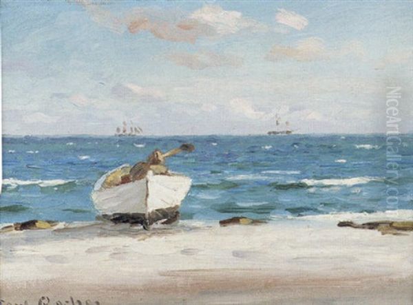 Strandparti Med Uppdragen Bat Oil Painting by Carl Ludvig Thilson Locher