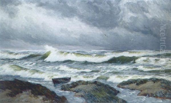 Bolgerne Brydes Ved Skagen Strand Oil Painting by Carl Ludvig Thilson Locher