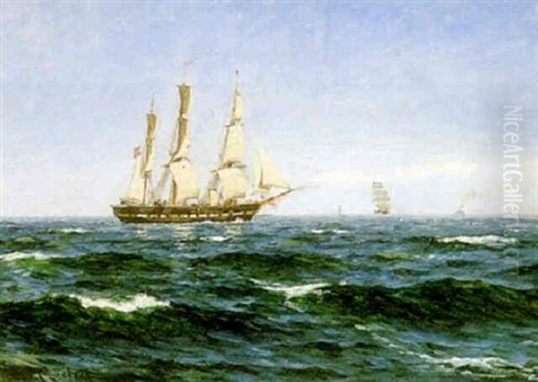 Fregatten Sjaelland I Nordsoen 1882 Oil Painting by Carl Ludvig Thilson Locher