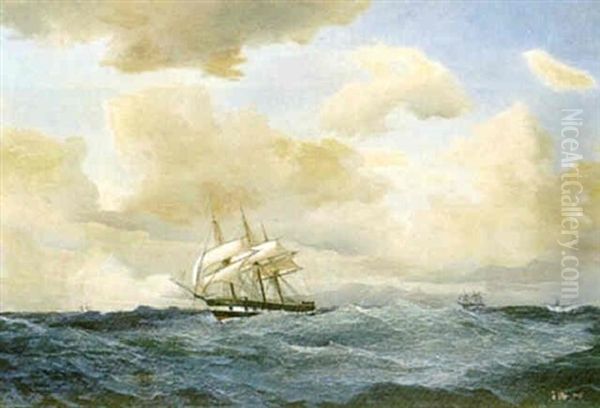 Marine Oil Painting by Carl Ludvig Thilson Locher