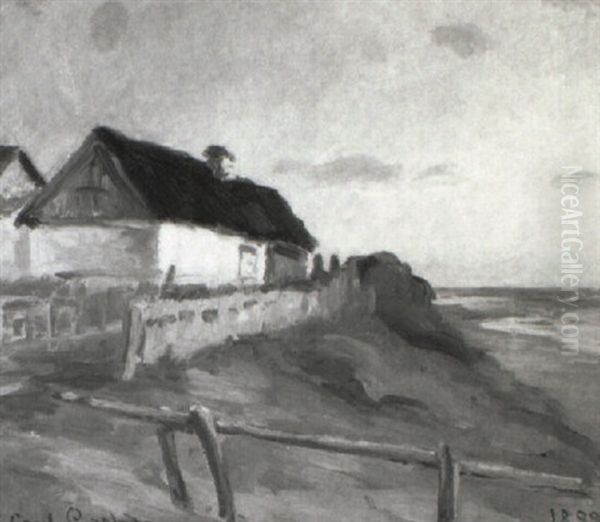 Huse Ved Havet, Skagen Oil Painting by Carl Ludvig Thilson Locher