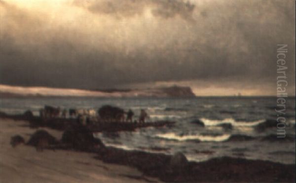 Tangk+rsel Pa Hornbaek Strand Oil Painting by Carl Ludvig Thilson Locher