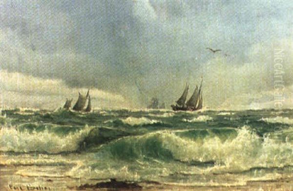 Marin Med Segel Oil Painting by Carl Ludvig Thilson Locher