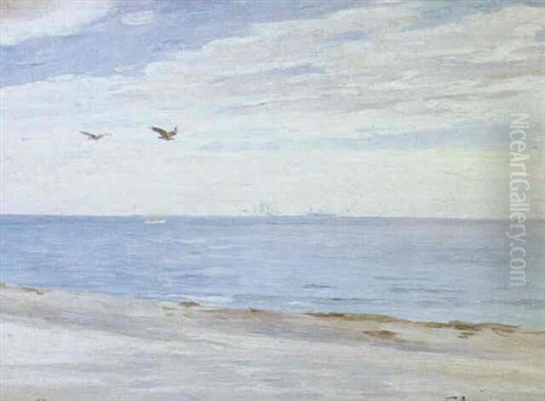 Kystparti Fra Skagens Strand Oil Painting by Carl Ludvig Thilson Locher