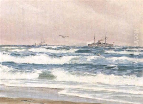 Valkyrien Passerer Skagens Sonderstrand Oil Painting by Carl Ludvig Thilson Locher