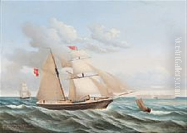 The Schooner Niord Of Nestved Oil Painting by Jens Thielsen Locher