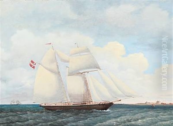 The Schooner Adolphine Oil Painting by Jens Thielsen Locher