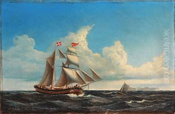 Seascape With A Sailing Ship Passing Trekroner Fortress, Copenhagen Oil Painting by Jens Thielsen Locher