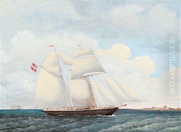 The Schooner Adolpline Oil Painting by Jens Thielsen Locher