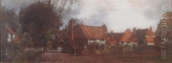 Autumn In The Village Oil Painting by John Lochhead