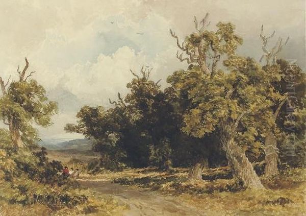 Figures Resting On A Path, Sherwood Forest Oil Painting by William James Bennett