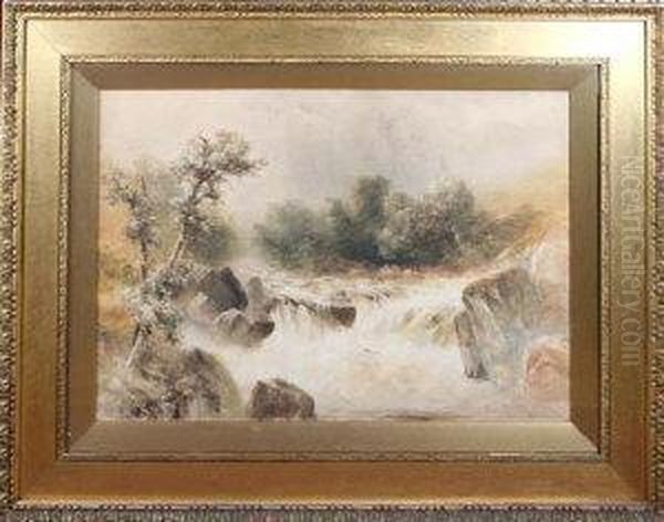 A Waterfall Oil Painting by William James Bennett