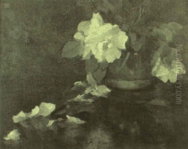 Peonies In A Chinese Jar Oil Painting by Wilton Robert Lockwood