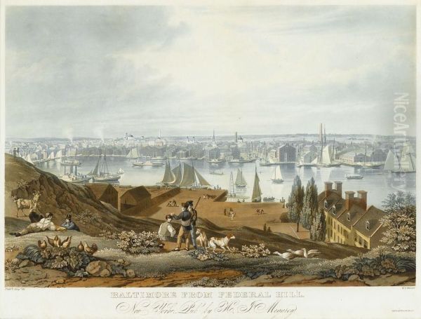 Baltimorefrom Federal Hill Oil Painting by William James Bennett