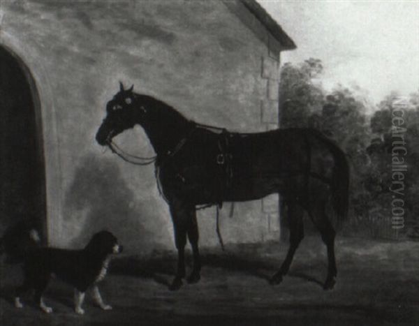 Carriage Horse With Dog Oil Painting by James Loder Of Bath