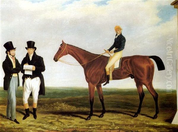 'longwaist', A Bay Gelding, With S. Day Up, With His Owner And Trainer Oil Painting by James Loder Of Bath