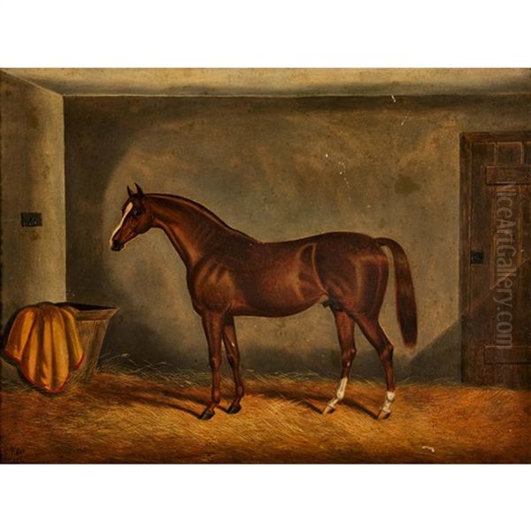 Brauner Im Stall Oil Painting by Edwin (of Bath) Loder