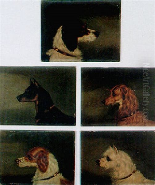 Sporting Dogs Oil Painting by Edwin (of Bath) Loder