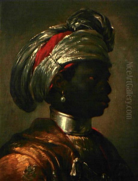 Portrait D'un Noir A La Perle Et Au Turban Oil Painting by Matthaeus Loder