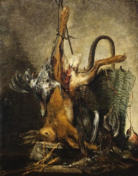 Kuchenstillleben Mit Hase Und Vogeln Oil Painting by Matthaeus Loder