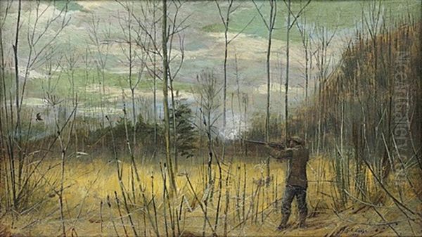 A Sportsman Shooting Woodcock Oil Painting by George Edward Lodge