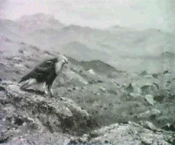 A Rough-legged Buzzard Oil Painting by George Edward Lodge