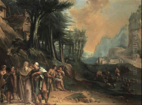 Aaron Taking Leave Of Moses Oil Painting by Carlo Lodi