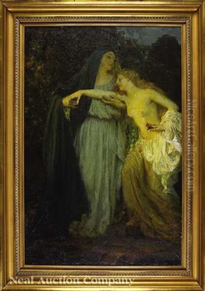 Two Women Oil Painting by Louis Loeb