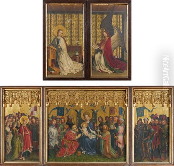 L'adoration Des Mages Volet Gauche (triptych) Oil Painting by Stephan Loechner