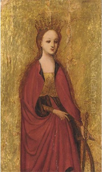 Saint Catherine Of Alexandria Oil Painting by Stephan Loechner