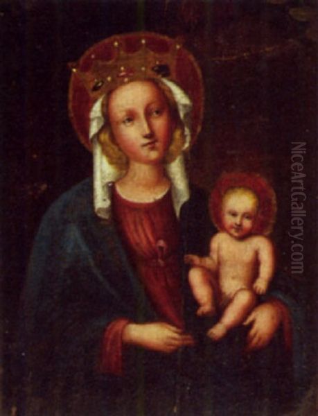 Madonna And Child Oil Painting by Stephan Loechner