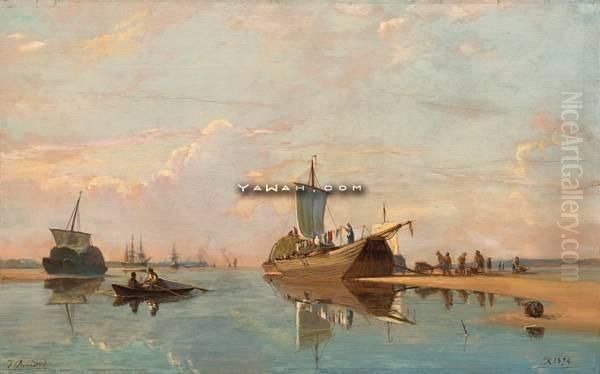 Pa Sandbanken Oil Painting by Johan Jacob Bennetter