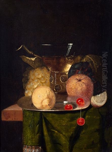 Stilleven Met Citrusvruchten, Druiven En Een Roemer Oil Painting by Harmen Loeding