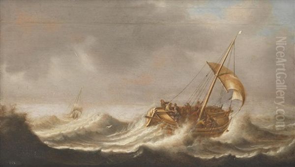 Shipping In A Rough Sea by Jacob Gerritz Loef